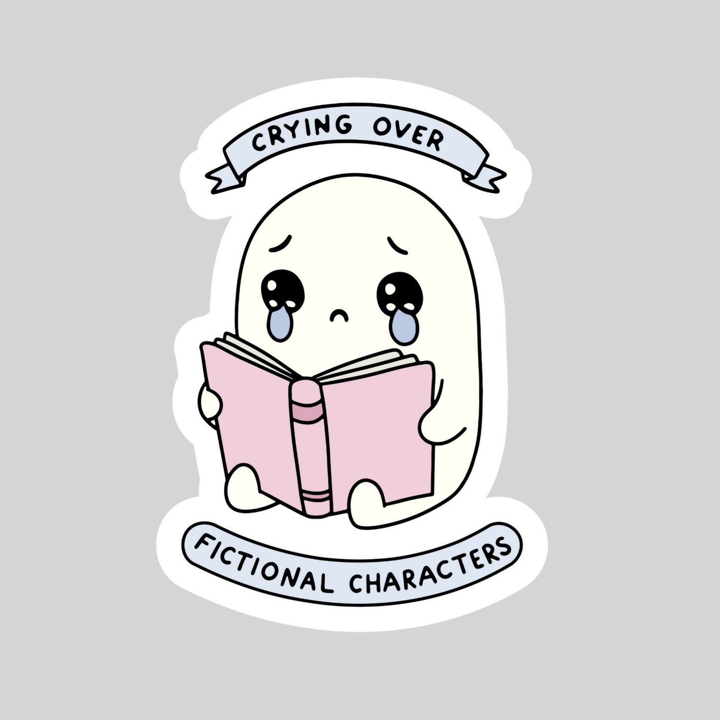 Crying Over Fictional Characters Ghost – 3" Waterproof Bookish Sticker with Holo Overlay – Reading, Books, Reader Gift, Book Lover
