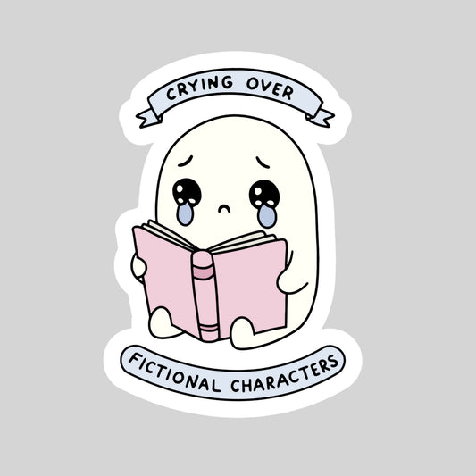 Crying Over Fictional Characters Ghost – 3" Waterproof Bookish Sticker with Holo Overlay – Reading, Books, Reader Gift, Book Lover