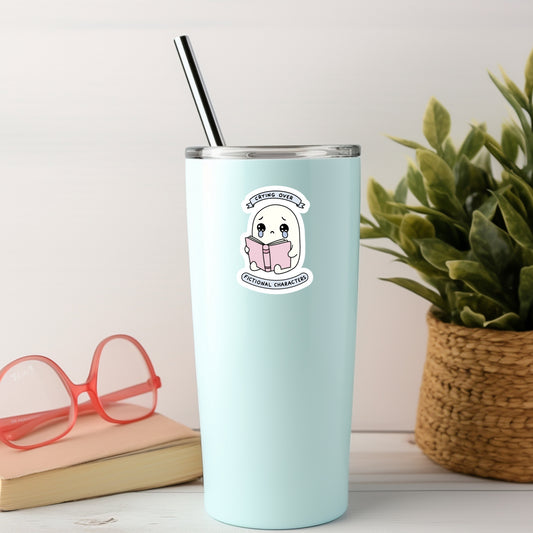 Crying Over Fictional Characters Ghost – 3" Waterproof Bookish Sticker with Holo Overlay – Reading, Books, Reader Gift, Book Lover