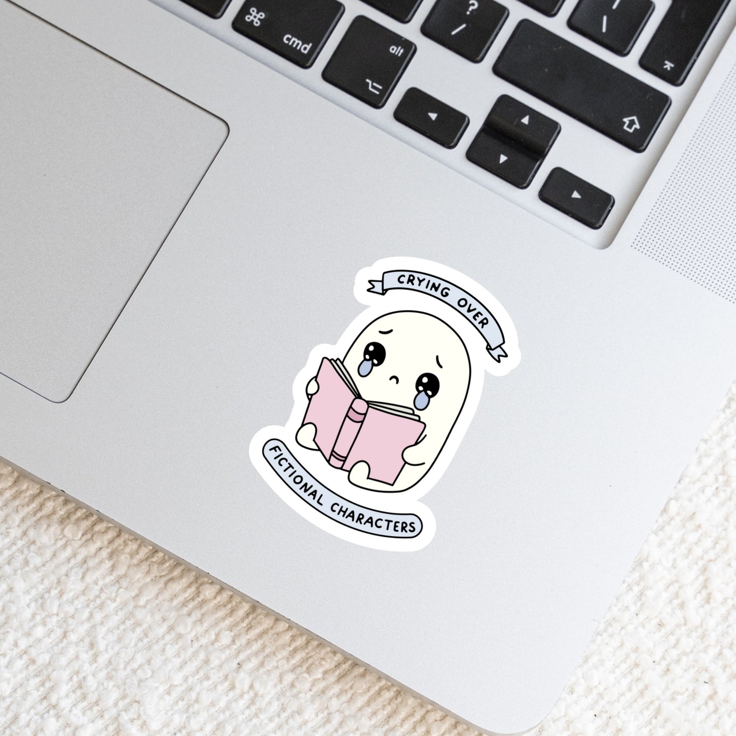 Crying Over Fictional Characters Ghost – 3" Waterproof Bookish Sticker with Holo Overlay – Reading, Books, Reader Gift, Book Lover