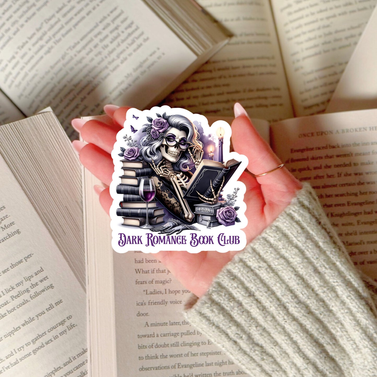 Dark Romance Book Club – 3" Waterproof Bookish Sticker with Holo Overlay – Reading, Books, Reader Gift, Book Lover