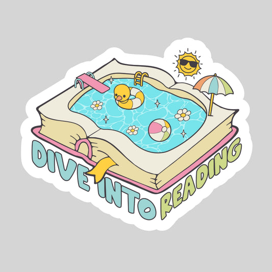 Dive into Reading Summer Booktok – 3" Waterproof Bookish Sticker with Holo Overlay – Reading, Books, Reader Gift, Book Lover