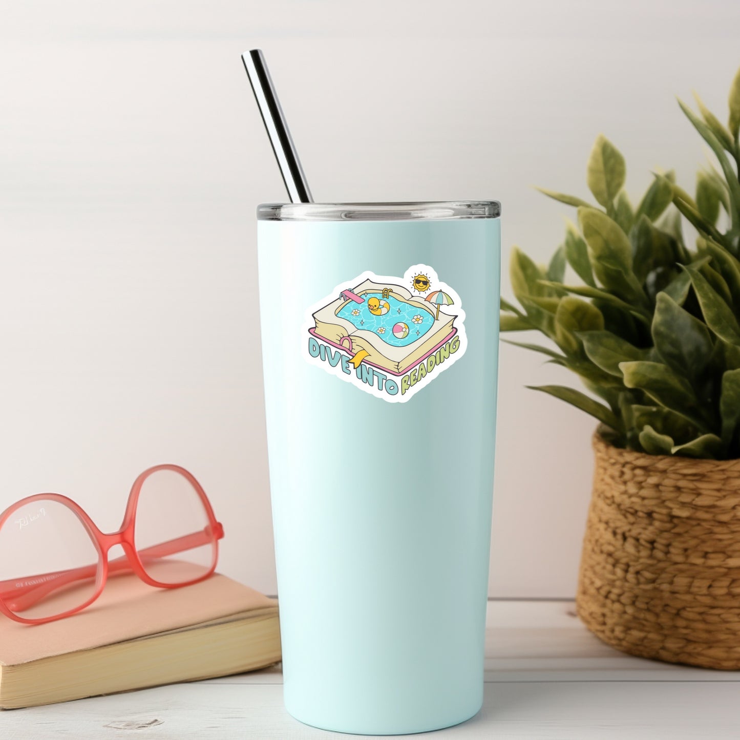 Dive into Reading Summer Booktok – 3" Waterproof Bookish Sticker with Holo Overlay – Reading, Books, Reader Gift, Book Lover