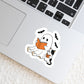 Cute Halloween Ghost Reading WIth Kitty Cat – 3" Waterproof Bookish Sticker with Holo Overlay – Reading, Books, Reader Gift, Book Lover