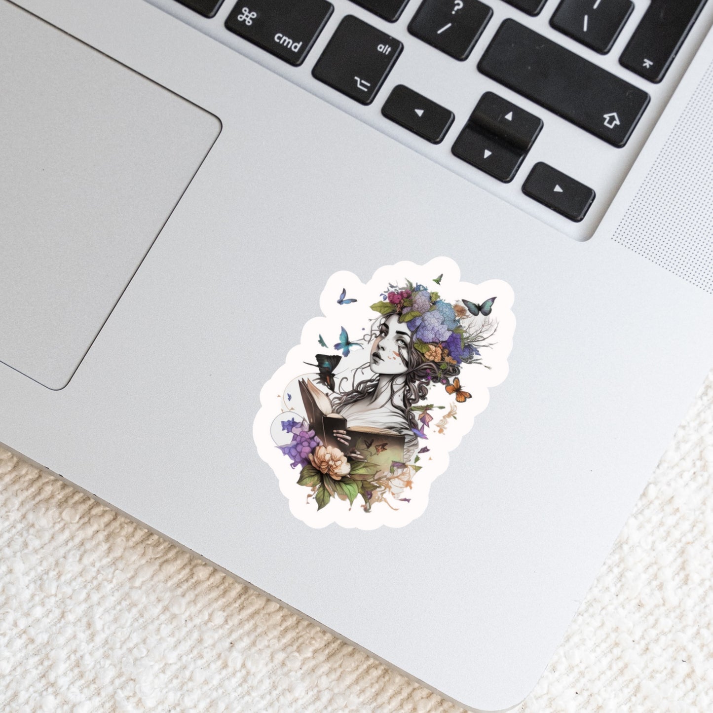 Gothic Wiccan Witch reading Books – 3" Waterproof Bookish Sticker with Holo Overlay – Reading, Books, Reader Gift, Book Lover