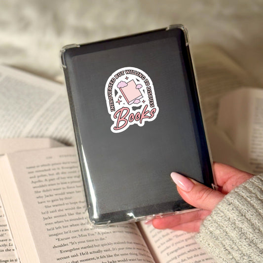 Introverted But Willing to Discuss Books Book Reader Sticker – 3" Waterproof Bookish Sticker with Holo Overlay – Book Lover, Bookstore Merch