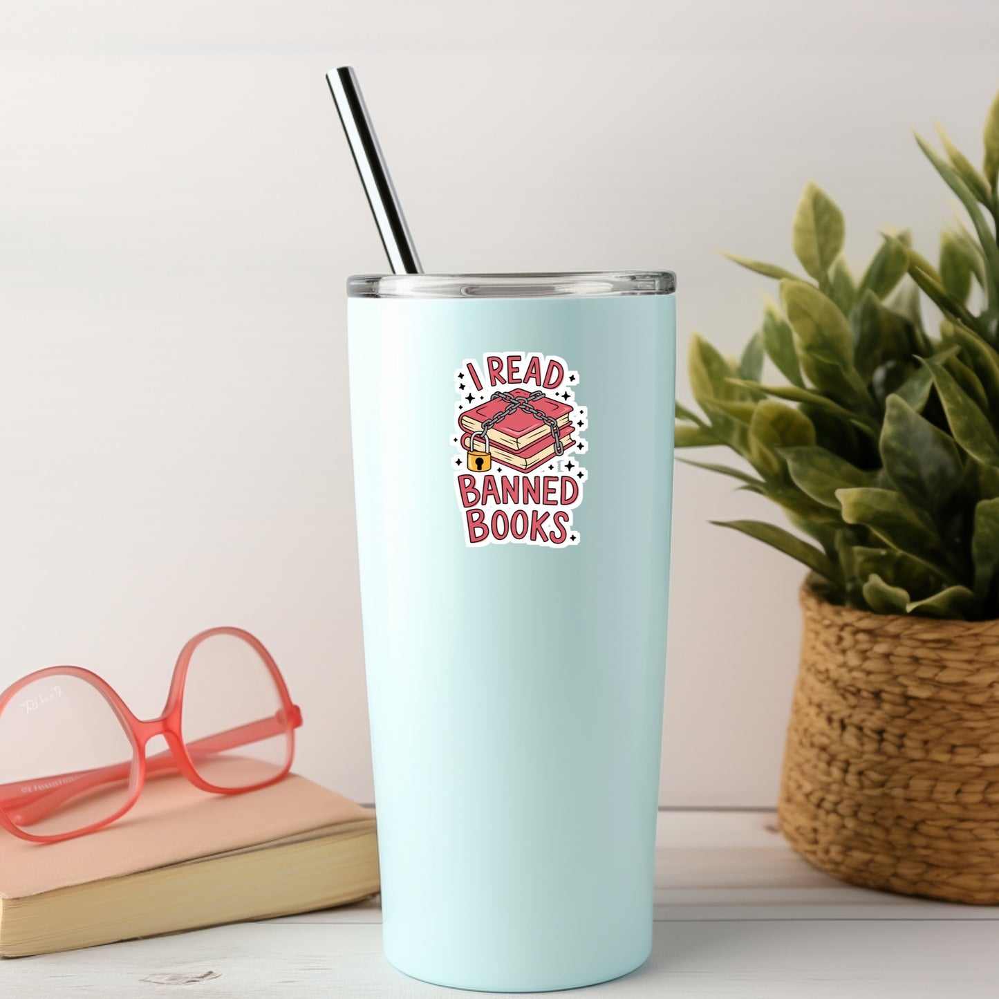 I Read Banned Books Book Reader Sticker – 3" Waterproof Bookish Sticker with Holo Overlay – Reading, Books, Reader Gift, Book Lover, Bookstore Merch