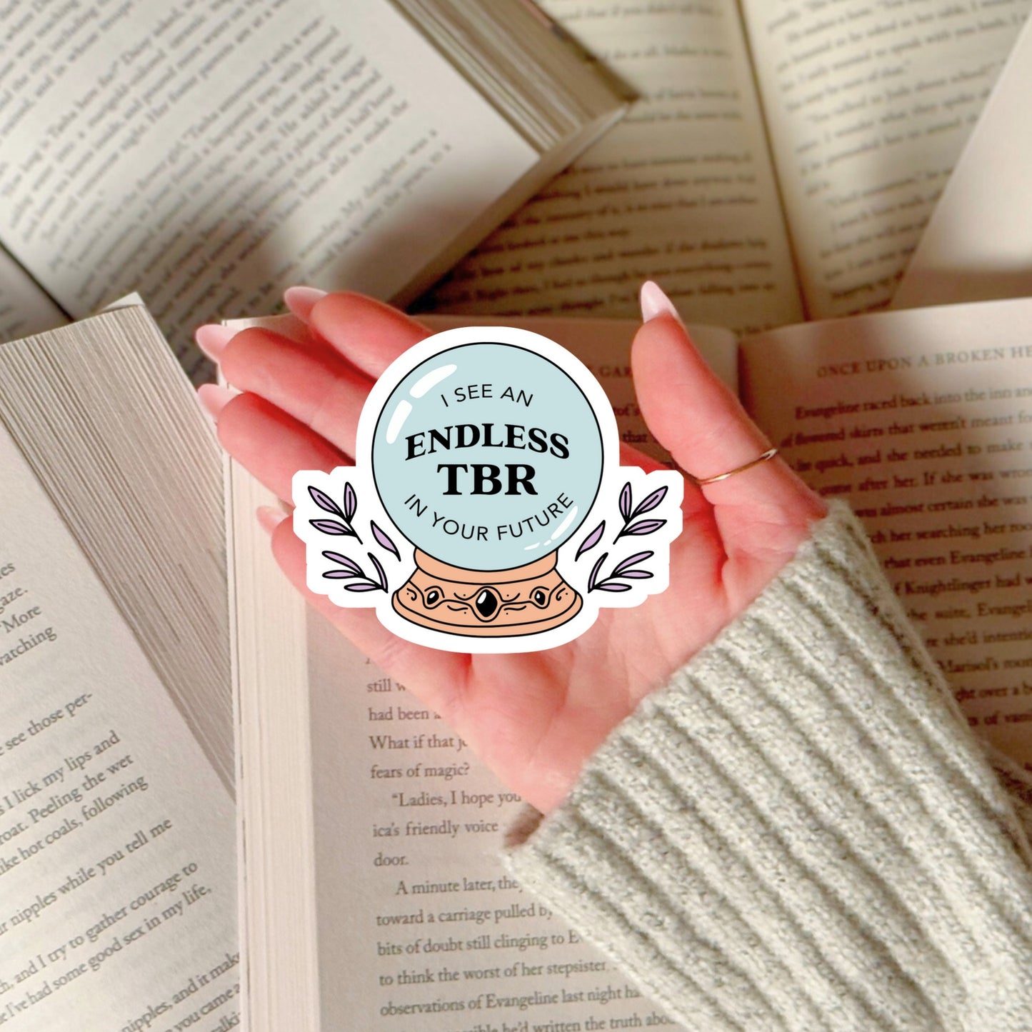 I See an Endless TBR in Your Future Book Reader Sticker – 3" Waterproof Bookish Sticker with Holo Overlay – Reading, Books, Reader Gift, Book Lover, Bookstore Merch