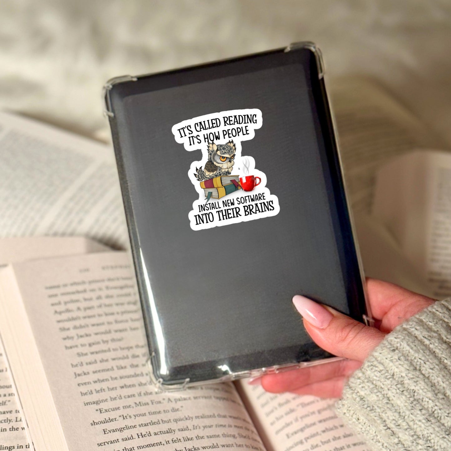 It's Called Reading It's How People Install New Software into Their Brain Book Reader Sticker – 3" Waterproof Bookish Sticker with Holo Overlay – Reading, Books, Reader Gift, Book Lover, Bookstore Merch