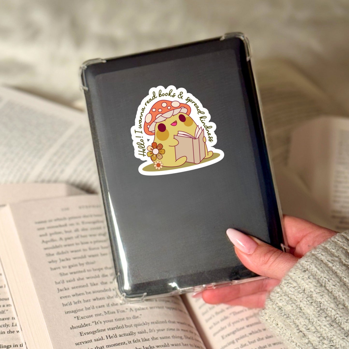 I Want to Read Books and Spread Knowledge Toad Book Reader Sticker – 3" Waterproof Bookish Sticker with Holo Overlay – Reading, Books, Reader Gift, Book Lover, Bookstore Merch