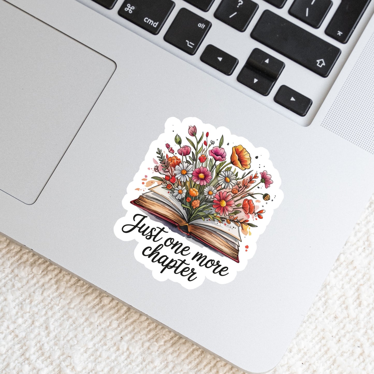 Just One More Chapter Fall Floral Book Reader Sticker – 3" Waterproof Bookish Sticker with Holo Overlay – Reading, Books, Reader Gift, Book Lover, Bookstore Merch