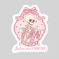 Just One More Chapter Pink Girlie Skeleton Bows Coquette Book Reader Sticker – 3" Waterproof Bookish Sticker with Holo Overlay – Reading, Books, Reader Gift, Book Lover, Bookstore Merch