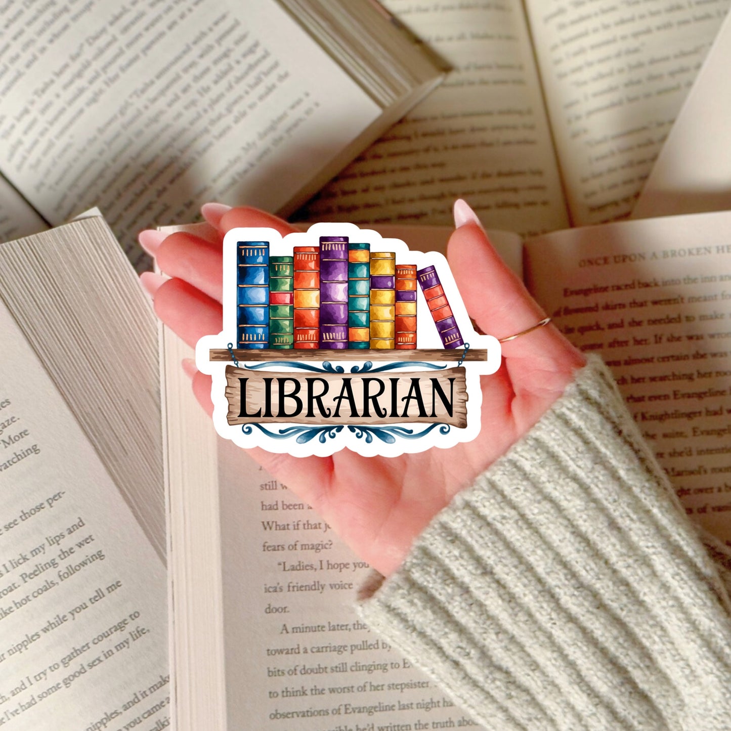 Librarian Book Reader Sticker – 3" Waterproof Bookish Sticker with Holo Overlay – Reading, Books, Reader Gift, Book Lover, Bookstore Merch
