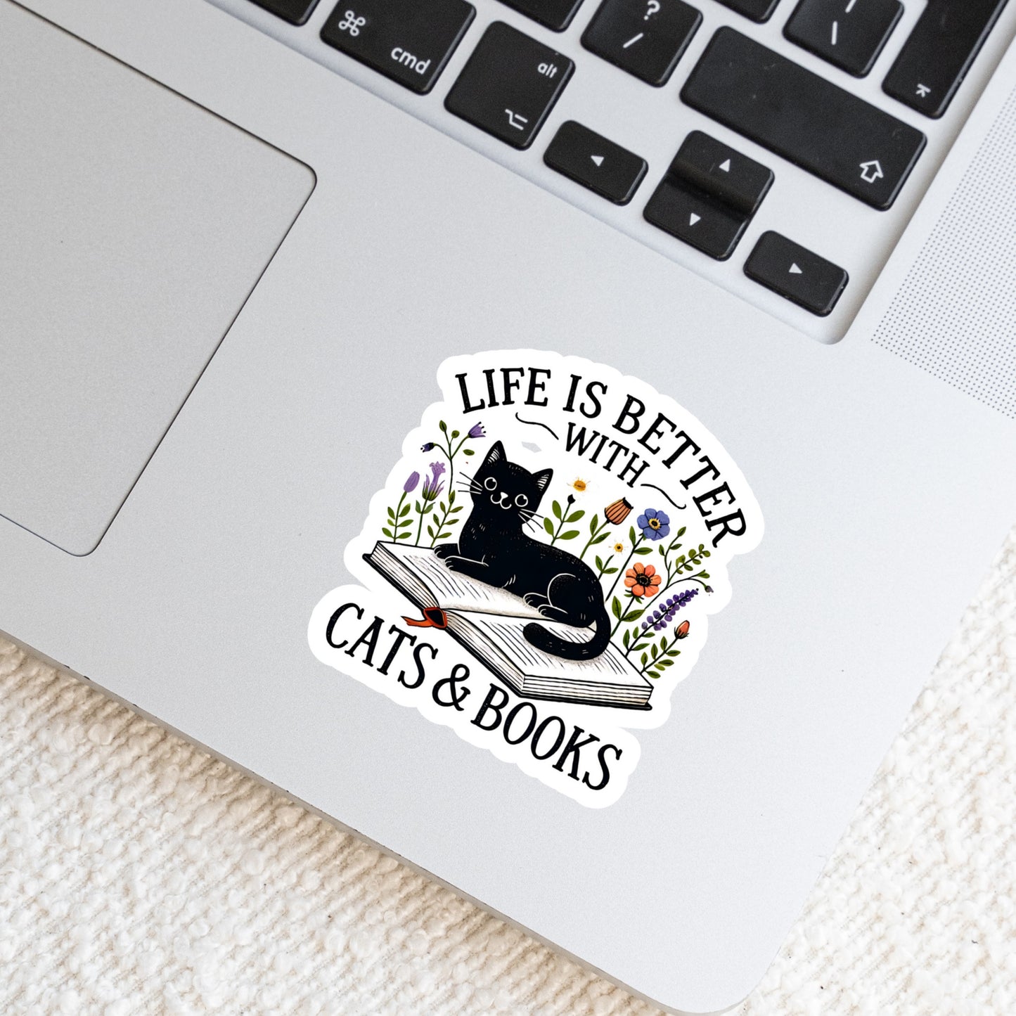 Life is Better with Cats and Books Book Reader Sticker – 3" Waterproof Bookish Sticker with Holo Overlay – Reading, Books, Reader Gift, Book Lover, Bookstore Merch