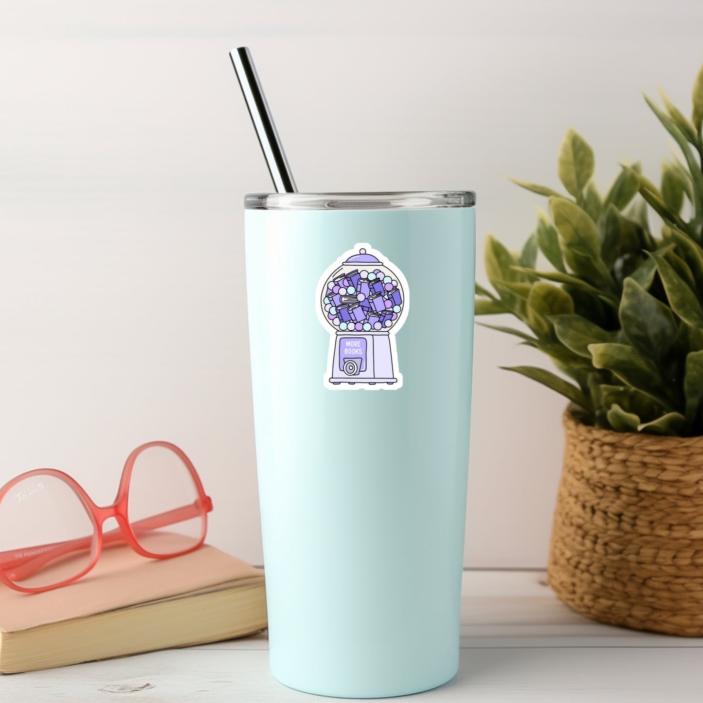 More Books Gumball Machine – 3" Waterproof Bookish Sticker with Holo Overlay – Reading, Books, Reader Gift, Book Lover, Bookstore Merch