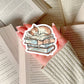 Napping Cat with Books Book Reader Sticker – 3" Waterproof Bookish Sticker with Holo Overlay – Reader Gift, Book Lover, Bookstore Merch