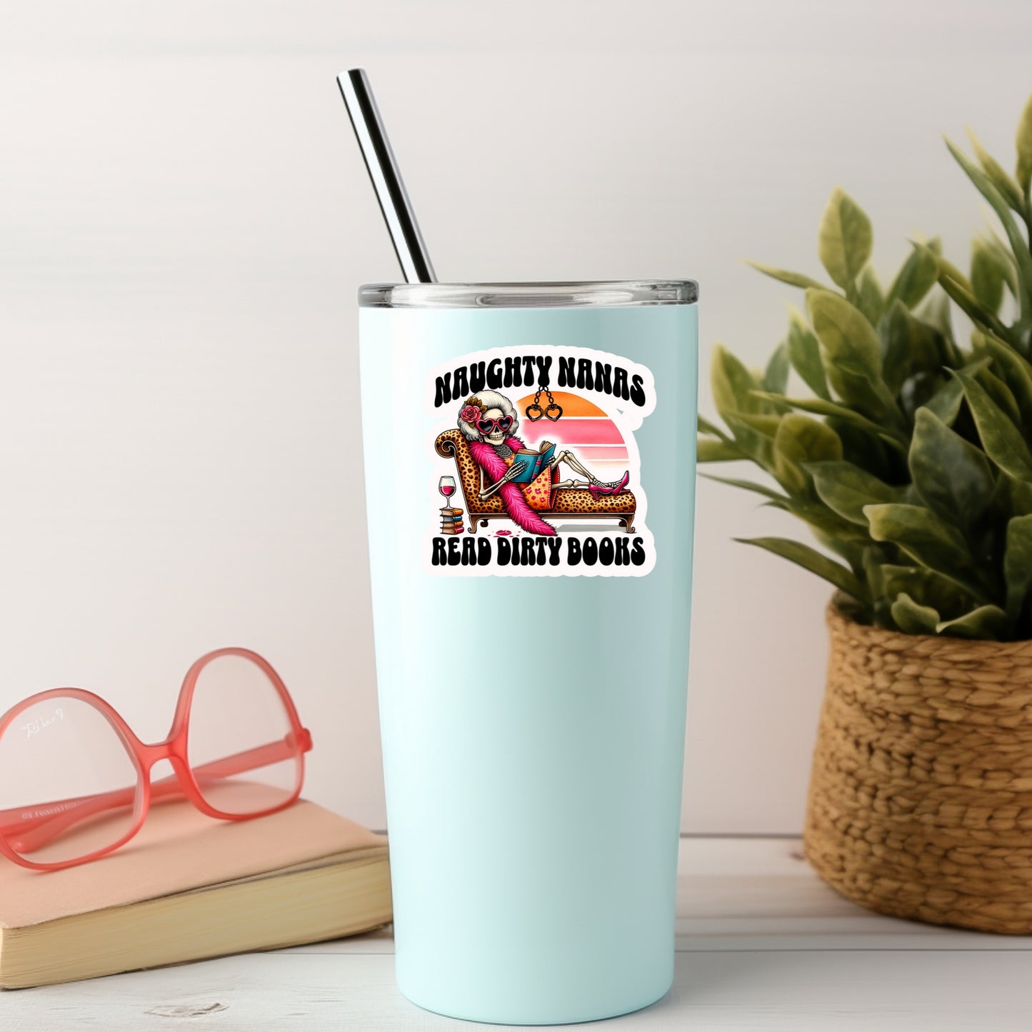 Naughty Mams Read Dirty Books Book Reader Sticker – 3" Waterproof Bookish Sticker with Holo Overlay - Book Lover, Bookstore Merch