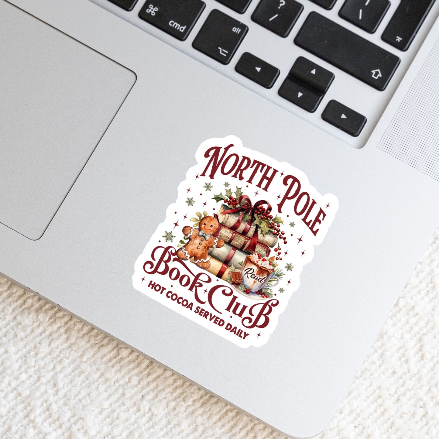 North Pole Book Club Christmas Book Reader Sticker – 3" Waterproof Bookish Sticker with Holo Overlay - Book Lover, Bookstore Merch