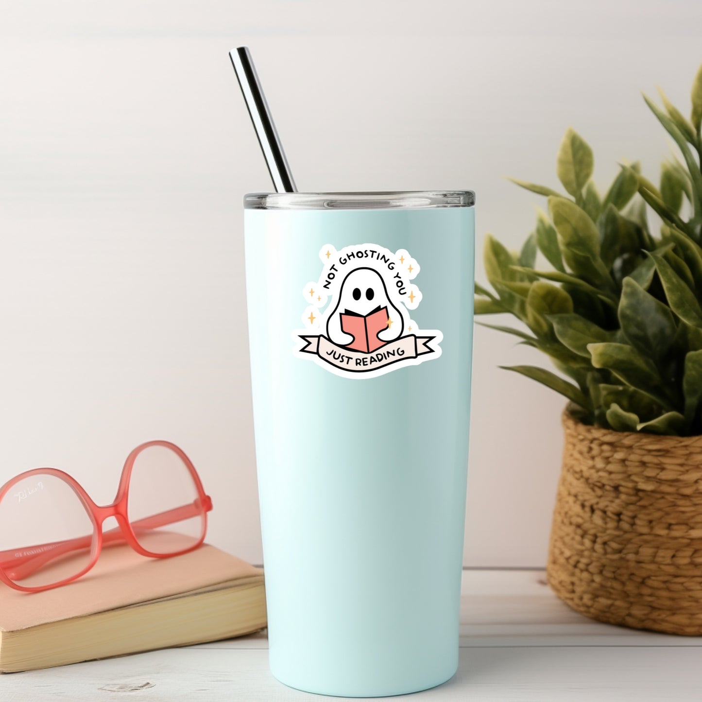 Not Ghosting You Just Reading Book Reader Sticker – 3" Waterproof Bookish Sticker with Holo Overlay – Reading, Books, Reader Gift, Book Lover, Bookstore Merch