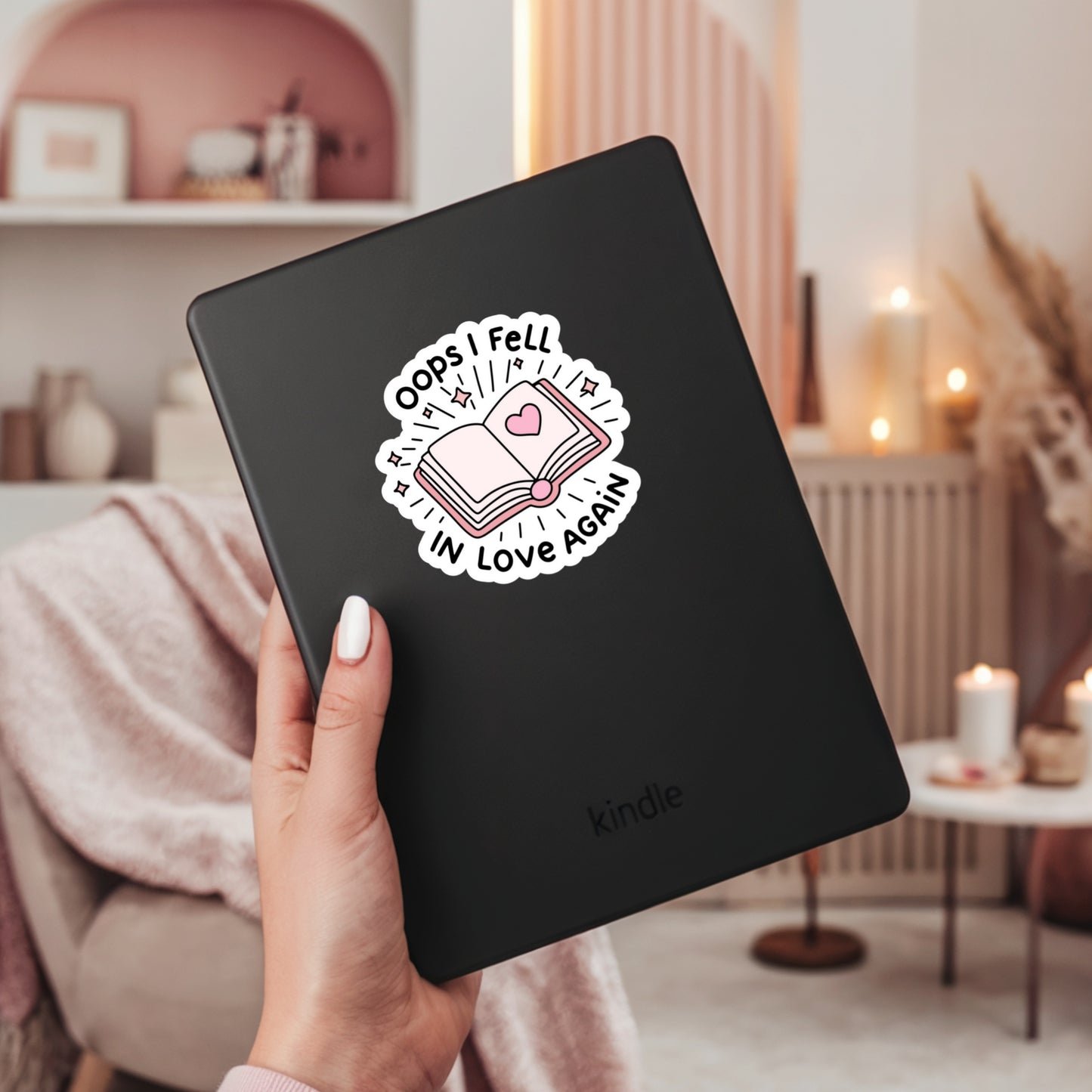 Opps I Fell in Love Again Book Reader Sticker – 3" Waterproof Bookish Sticker with Holo Overlay – Reading, Books, Reader Gift, Book Lover, Bookstore Merch