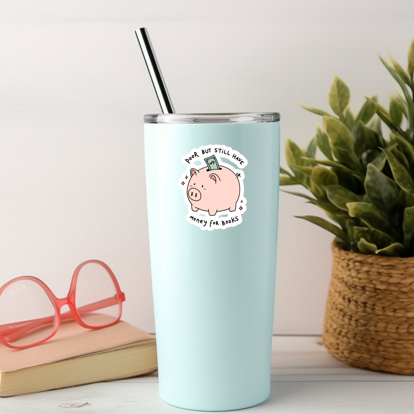 POOR But I still Have Money for Books! Book Reader Sticker – 3" Waterproof Bookish Sticker with Holo Overlay – Reading, Books, Reader Gift, Book Lover, Bookstore Merch