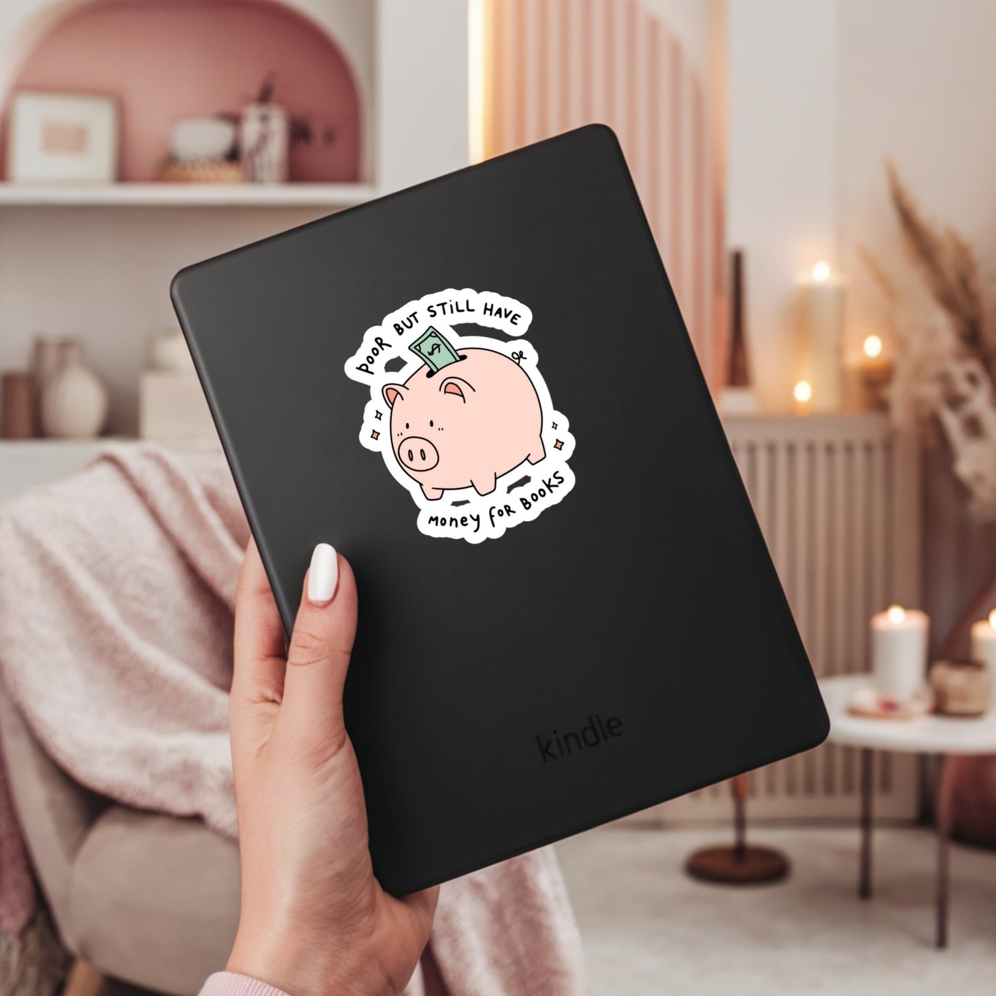 POOR But I still Have Money for Books! Book Reader Sticker – 3" Waterproof Bookish Sticker with Holo Overlay – Reading, Books, Reader Gift, Book Lover, Bookstore Merch