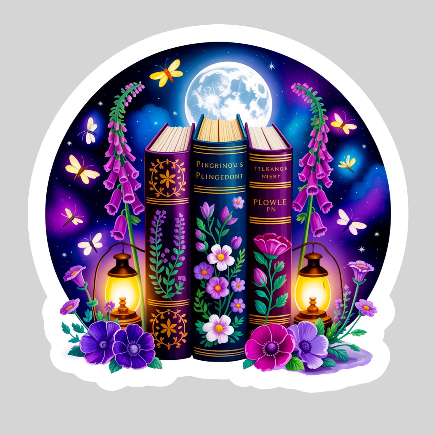 Pretty Floral Book Stack Book Reader Sticker – 3" Waterproof Bookish Sticker with Holo Overlay – Reading, Books, Reader Gift, Book Lover, Bookstore Merch