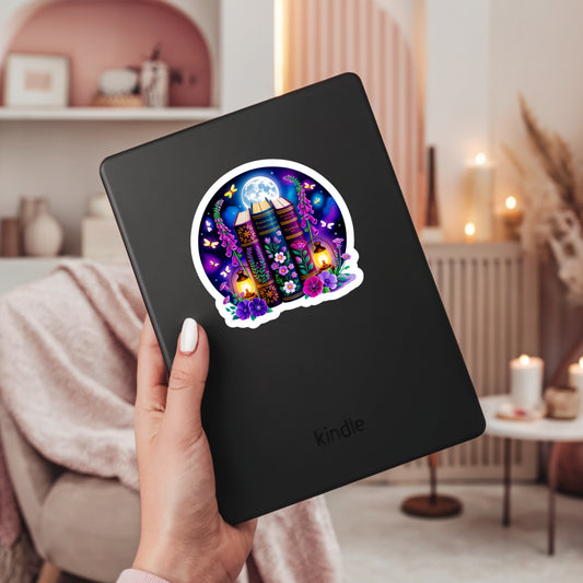 Pretty Floral Book Stack Book Reader Sticker – 3" Waterproof Bookish Sticker with Holo Overlay – Reading, Books, Reader Gift, Book Lover, Bookstore Merch