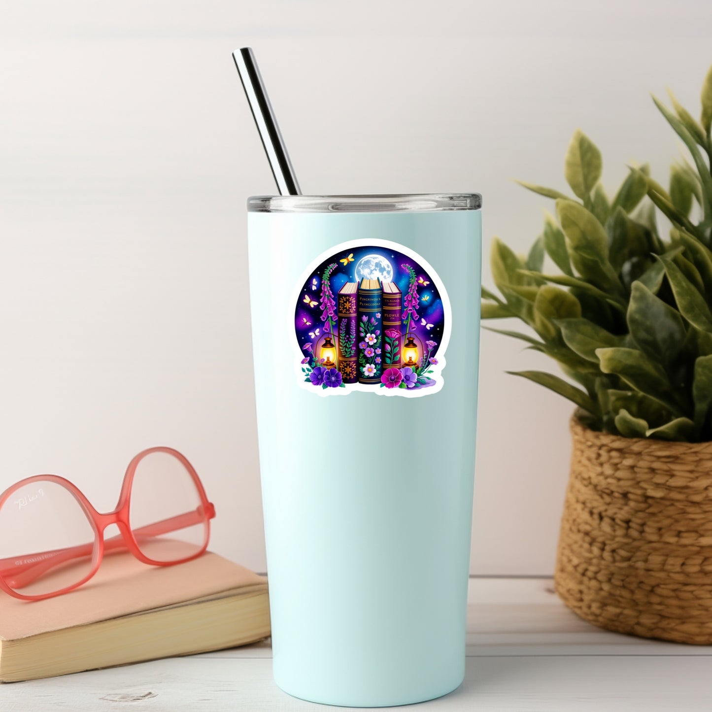 Pretty Floral Book Stack Book Reader Sticker – 3" Waterproof Bookish Sticker with Holo Overlay – Reading, Books, Reader Gift, Book Lover, Bookstore Merch