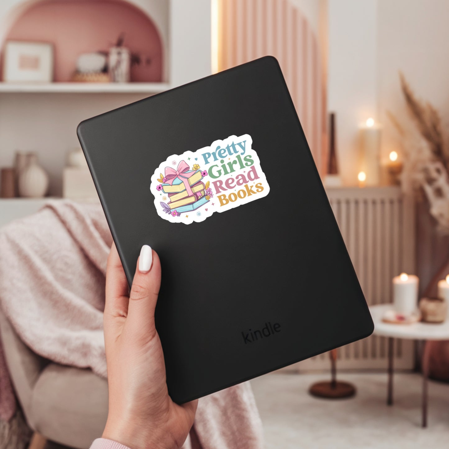 Pretty Girls Read Books Book Reader Sticker – 3" Waterproof Bookish Sticker with Holo Overlay – Reading, Books, Reader Gift, Book Lover, Bookstore Merch