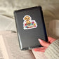 Puppy Dog with Books Book Reader Sticker – 3" Waterproof Bookish Sticker with Holo Overlay – Reading, Books, Reader Gift, Book Lover, Bookstore Merch