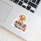 Puppy Dog with Books Book Reader Sticker – 3" Waterproof Bookish Sticker with Holo Overlay – Reading, Books, Reader Gift, Book Lover, Bookstore Merch