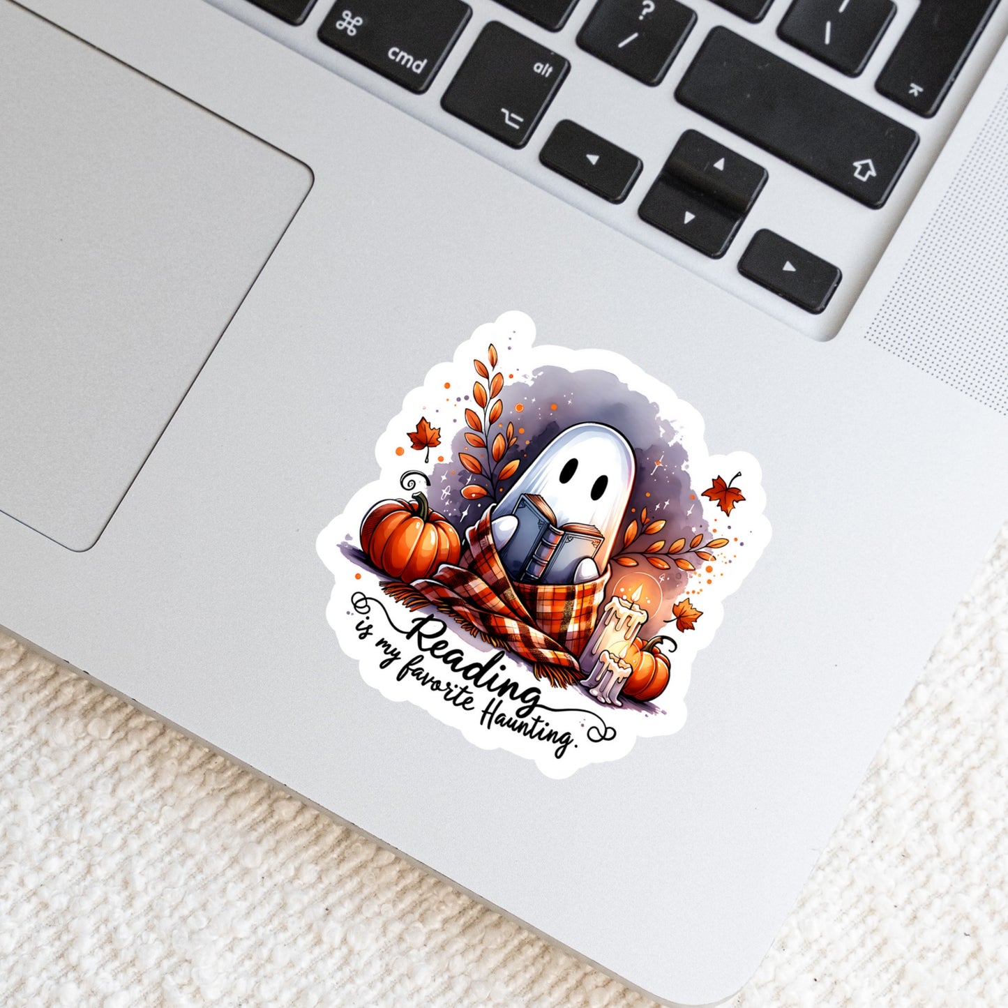 Reading is My Favorite Haunting Ghost Halloween Book Reader Sticker – 3" Waterproof Bookish Sticker with Holo Overlay – Reading, Books, Reader Gift, Book Lover, Bookstore Merch