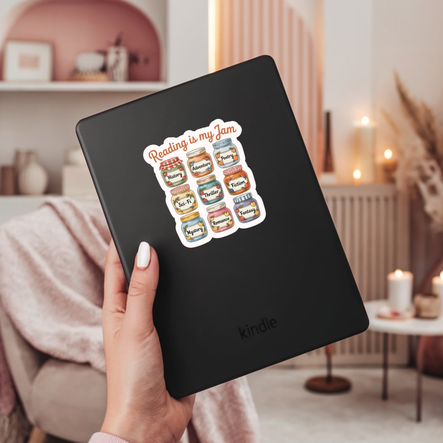 Reading is my JAM Book Reader Sticker – 3" Waterproof Bookish Sticker with Holo Overlay – Reading, Books, Reader Gift, Book Lover, Bookstore Merch