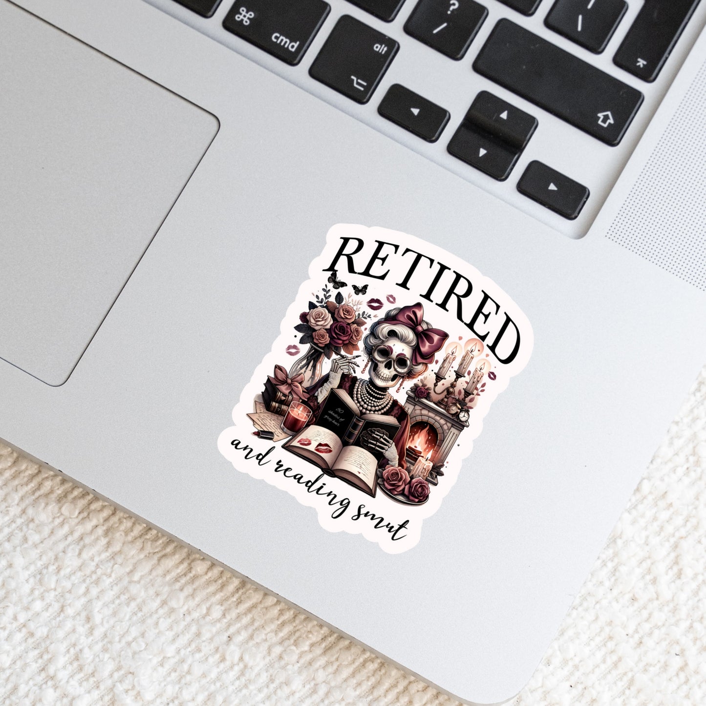 RETIRED and Reading SMUT Book Reader Sticker – 3" Waterproof Bookish Sticker with Holo Overlay – Reading, Books, Reader Gift, Book Lover, Bookstore Merch