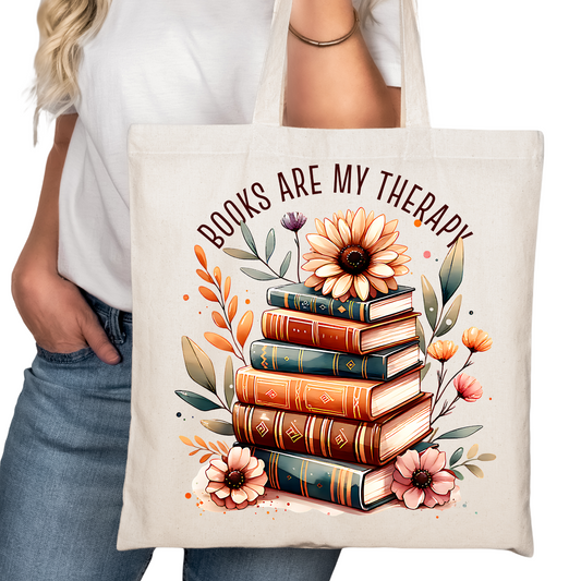 Books are my Therapy Bookish Tote Bag – Reading Tote for Book Lovers – Book Reader Bag - Romance Reader Tote - Book Store Merchandise