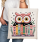 Books With Owl Bookish Tote Bag – Reading Tote for Book Lovers – Book Reader Bag - Romance Reader Tote - Book Store Merchandise