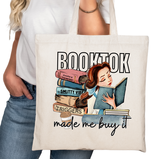 Booktok Made my Buy It Bookish Tote Bag – Reading Tote for Book Lovers – Book Reader Bag - Romance Reader Tote - Book Store Merchandise