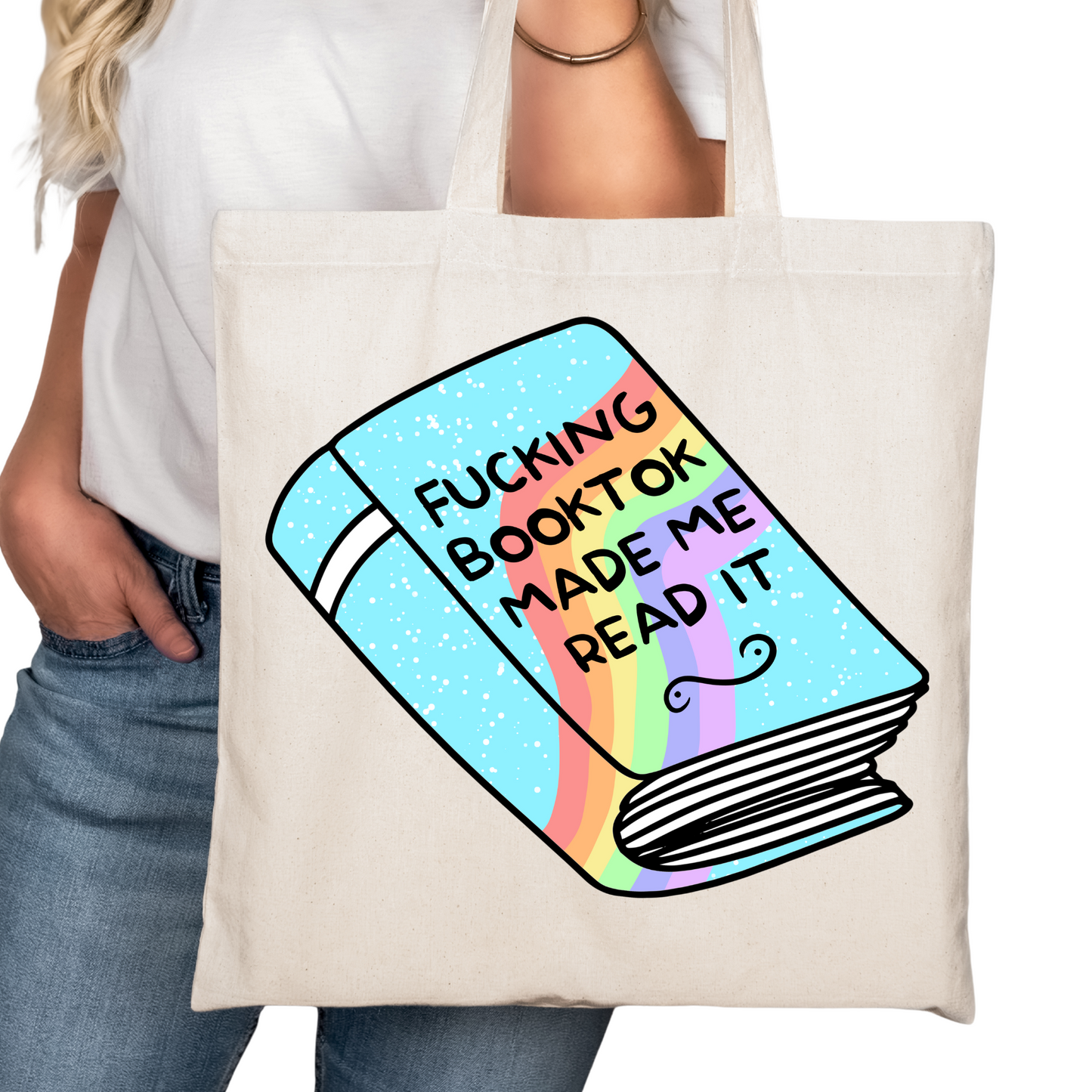Booktok Made Me Read It Bookish Tote Bag – Reading Tote for Book Lovers – Book Reader Bag - Romance Reader Tote - Book Store Merchandise