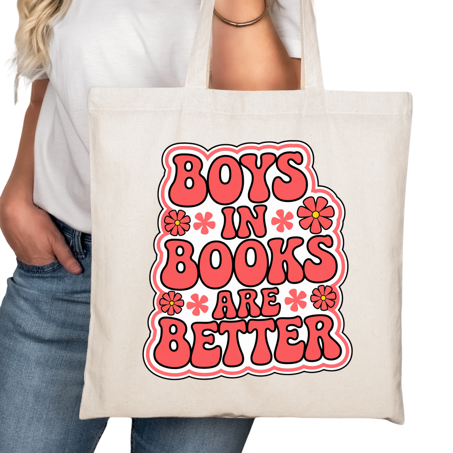 Boys in Books are Better Bookish Tote Bag – Reading Tote for Book Lovers – Book Reader Bag - Romance Reader Tote - Book Store Merchandise