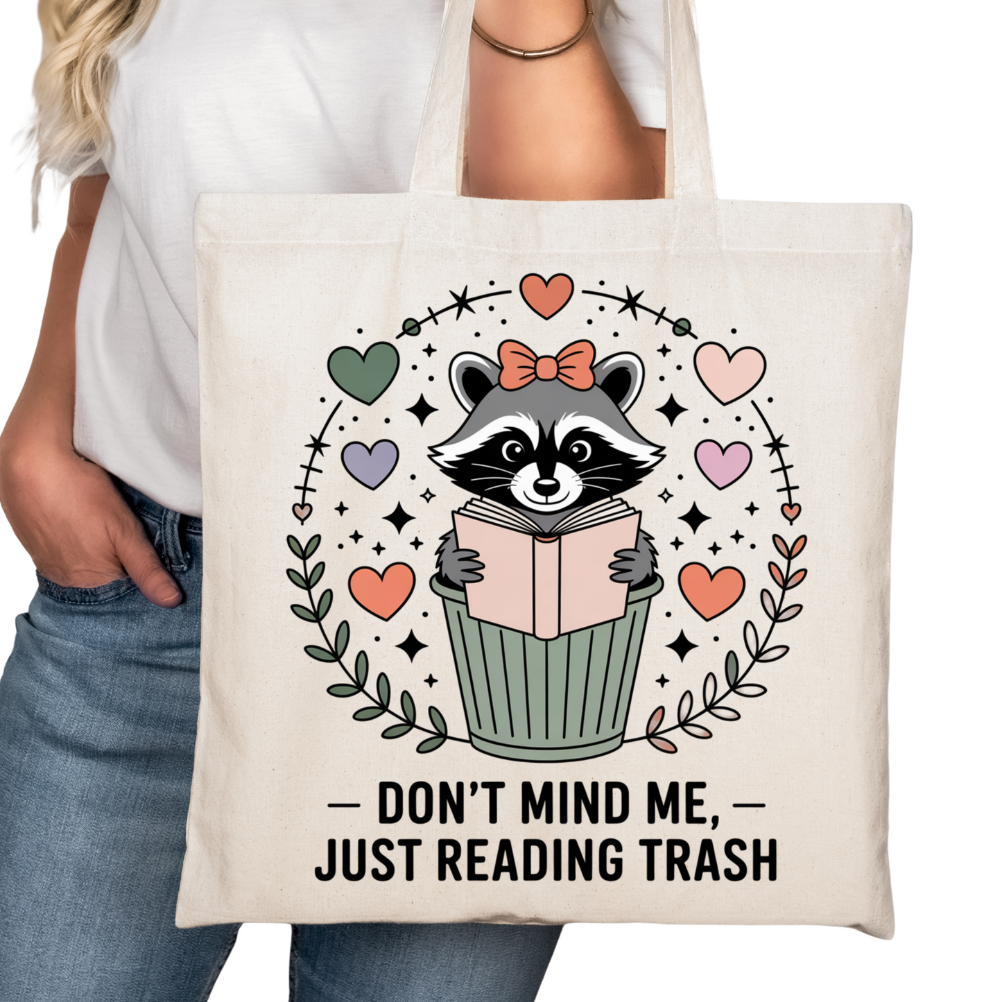 Just Reading Trash Funny Bookish Tote Bag – Reading Tote for Book Lovers – Book Reader Bag - Romance Reader Tote - Book Store Merchandise