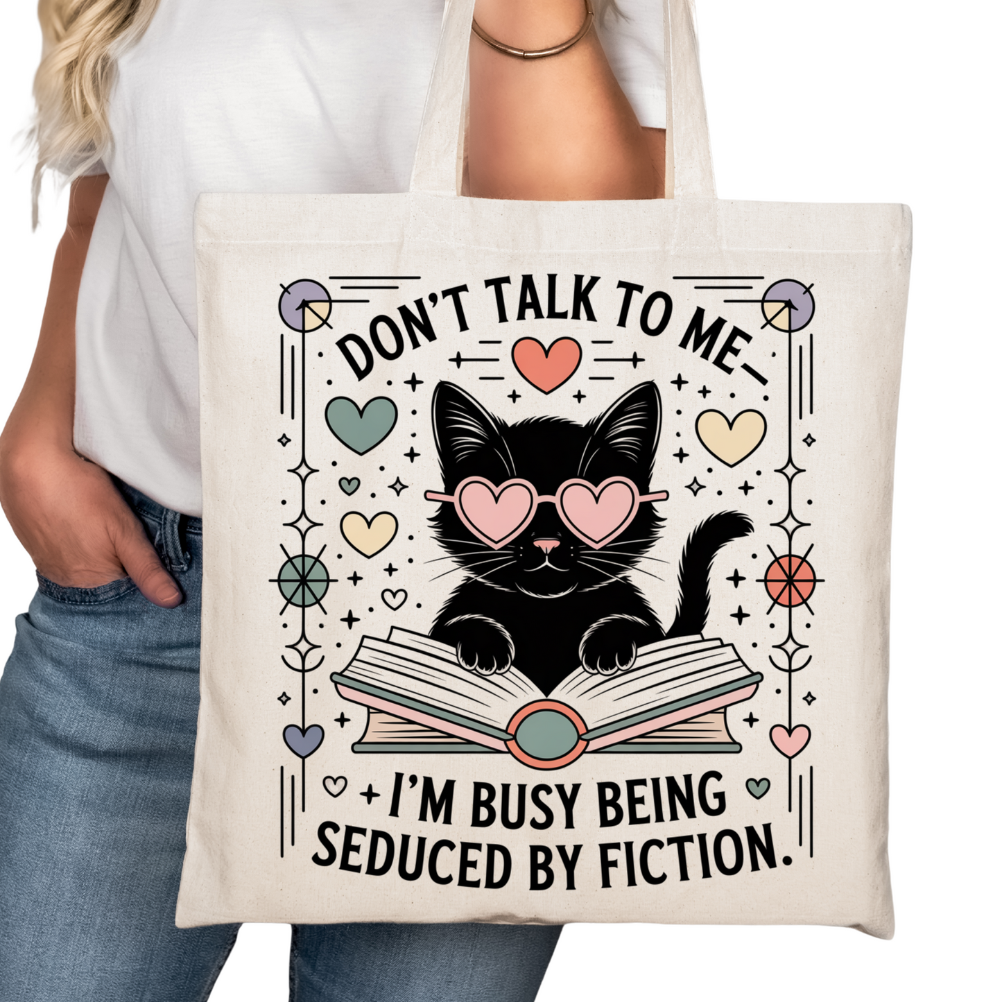 Busy Being Seduced by Fiction Bookish Tote Bag – Reading Tote for Book Lovers – Book Reader Bag - Romance Reader Tote - Book Store Merchandise
