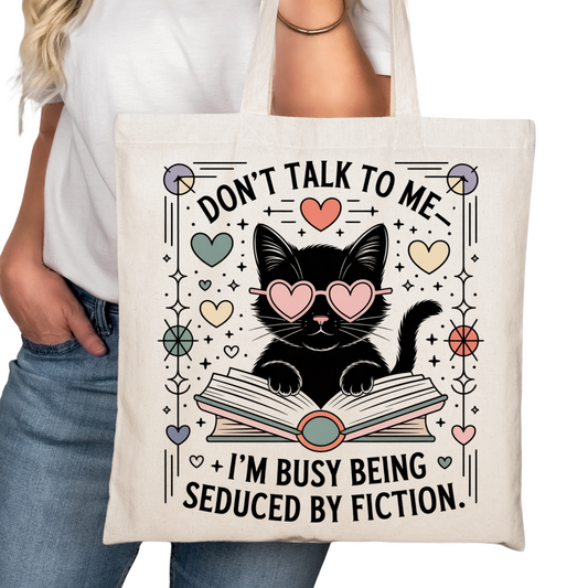 Busy Being Seduced by Fiction Bookish Tote Bag – Reading Tote for Book Lovers – Book Reader Bag - Romance Reader Tote - Book Store Merchandise