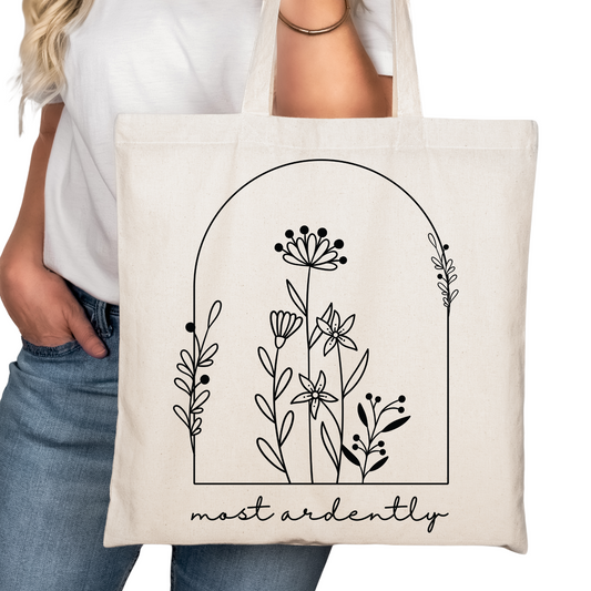 Most Ardently Bookish Tote Bag – Reading Tote for Book Lovers – Book Reader Bag - Romance Reader Tote - Book Store