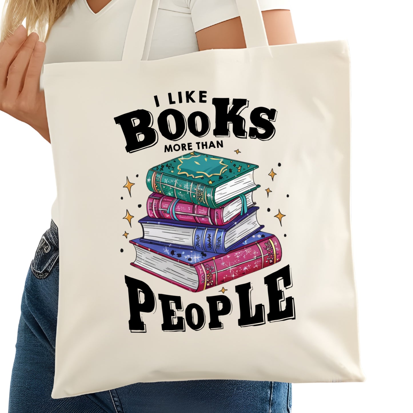 I Like Books More than People Bookish Tote Bag – Reading Tote for Book Lovers – Book Reader Bag - Romance Reader Tote - Book Store