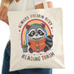 Always Reading Freaking Trash Racoon Bookish Tote Bag – Reading Tote for Book Lovers – Book Reader Bag - Romance Reader Tote - Book Store