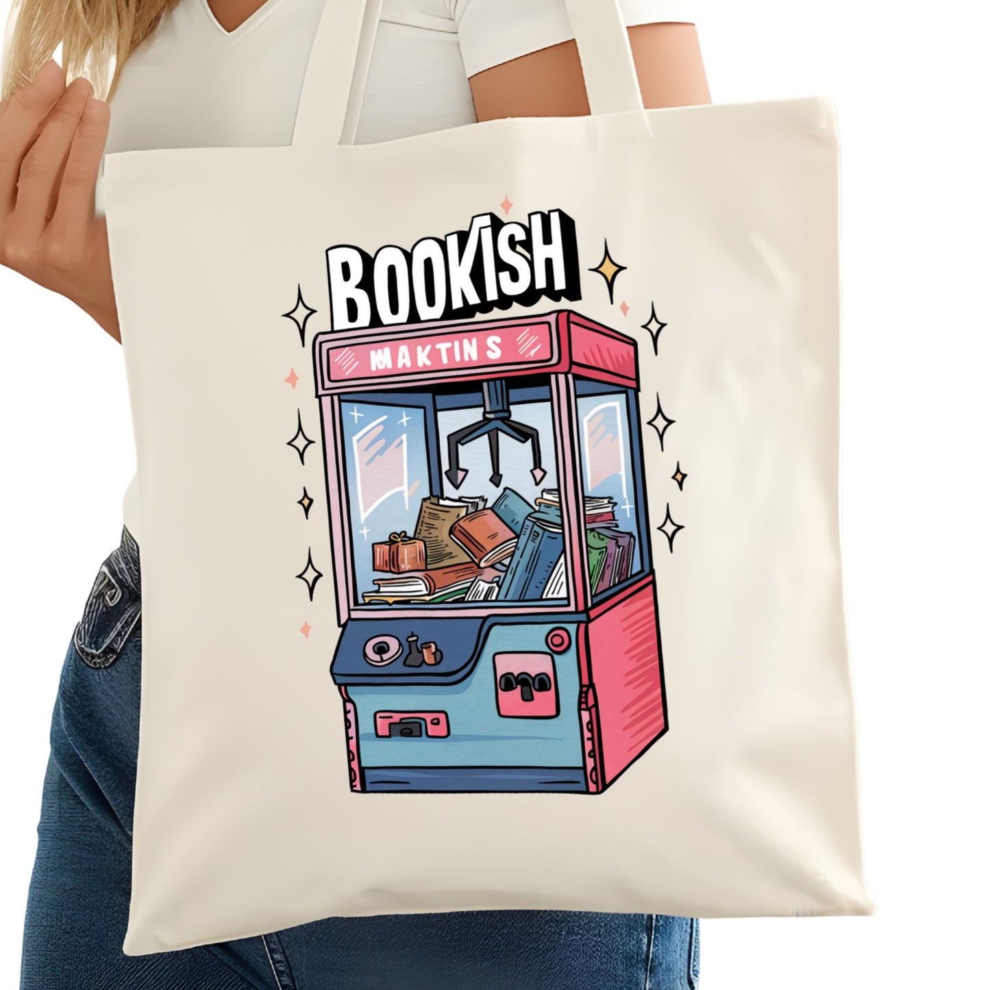 Bookish Machine Bookish Tote Bag – Reading Tote for Book Lovers – Book Reader Bag - Romance Reader Tote - Book Store