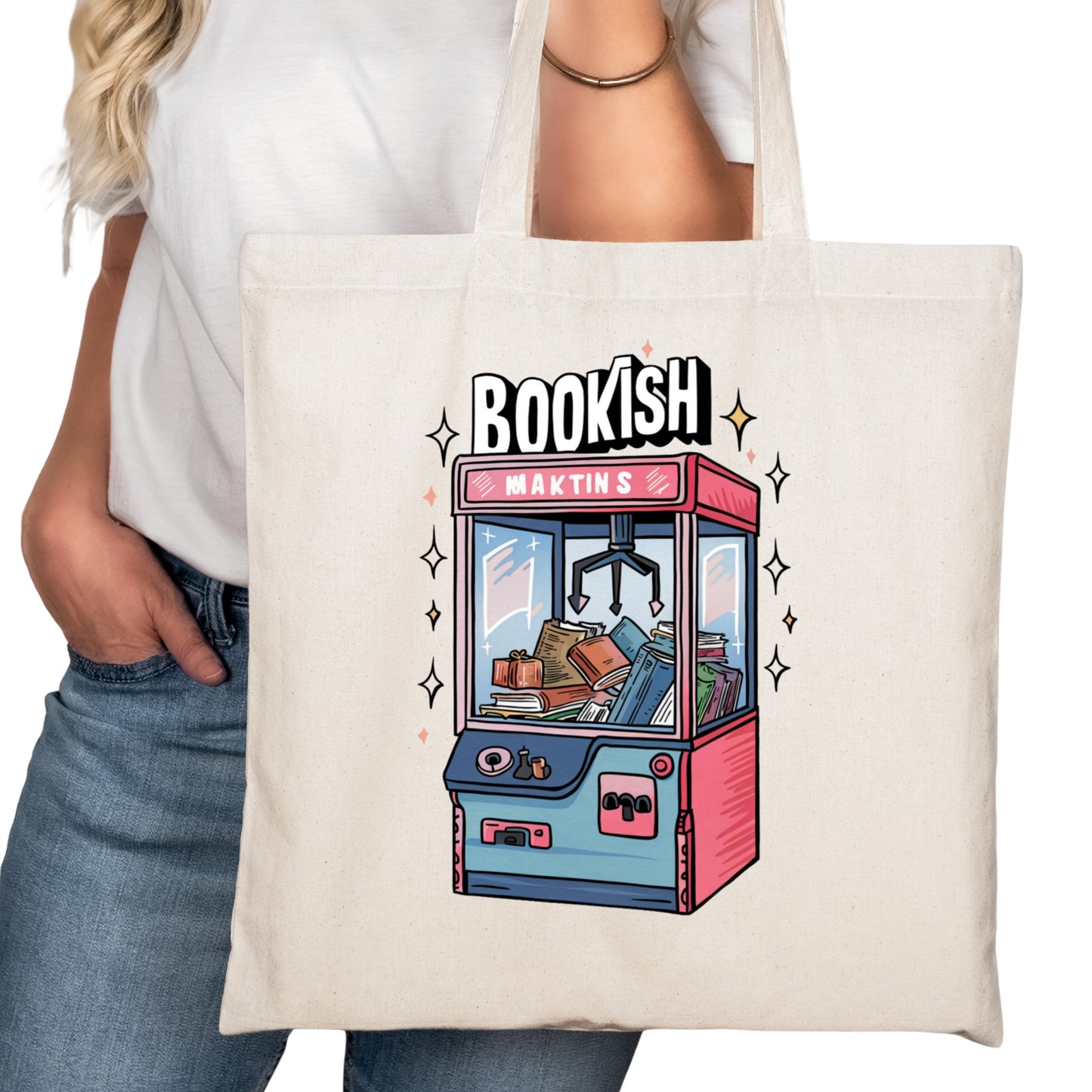 Bookish Machine Bookish Tote Bag – Reading Tote for Book Lovers – Book Reader Bag - Romance Reader Tote - Book Store
