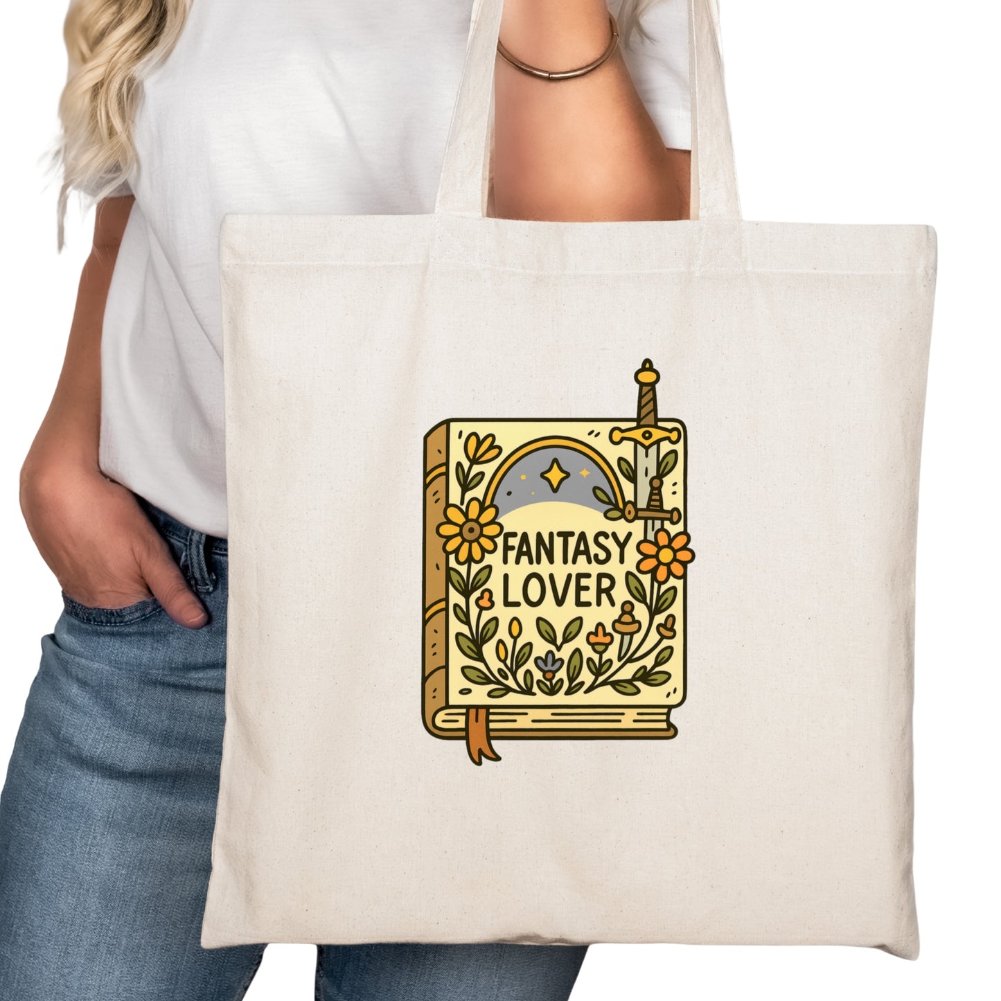 Fantasy Lover Bookish Tote Bag – Reading Tote for Book Lovers – Book Reader Bag - Romance Reader Tote - Book Store