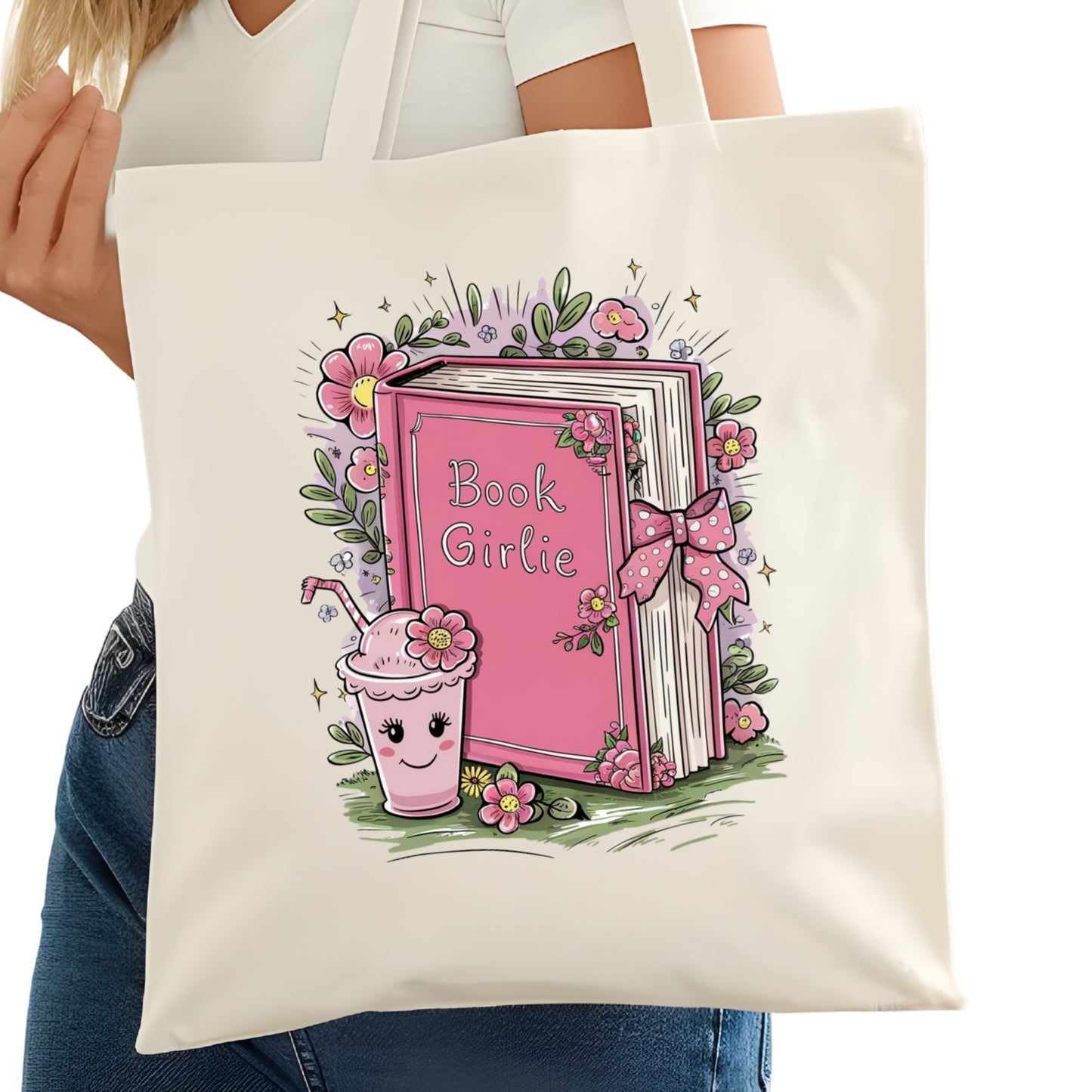 Book Girlie Bookish Tote Bag – Reading Tote for Book Lovers – Book Reader Bag - Romance Reader Tote - Book Store